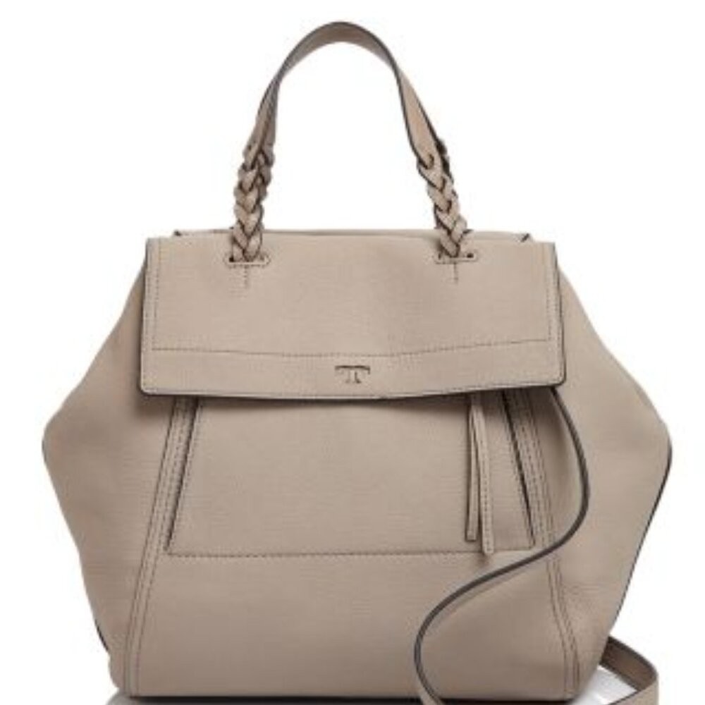 Tory Burch Half-Moon large beige leather shoulder bag